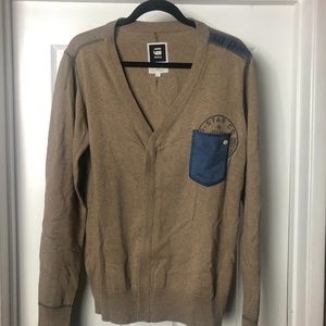 G Star Raw Zip Up Sweater with Blue Pocket